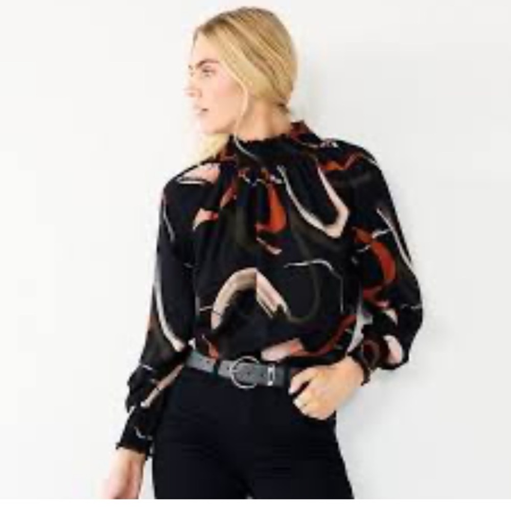 Nine West smocked long sleeve top